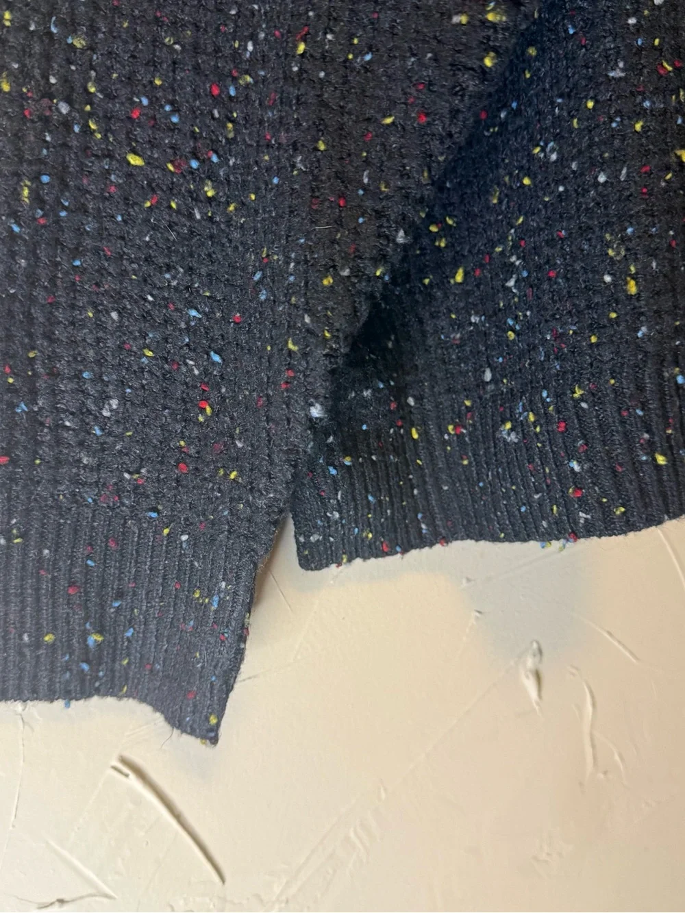 Black Speckled Chunky Knit Henley Sweater XXL Boho Chic Cozy Winter Pullover
